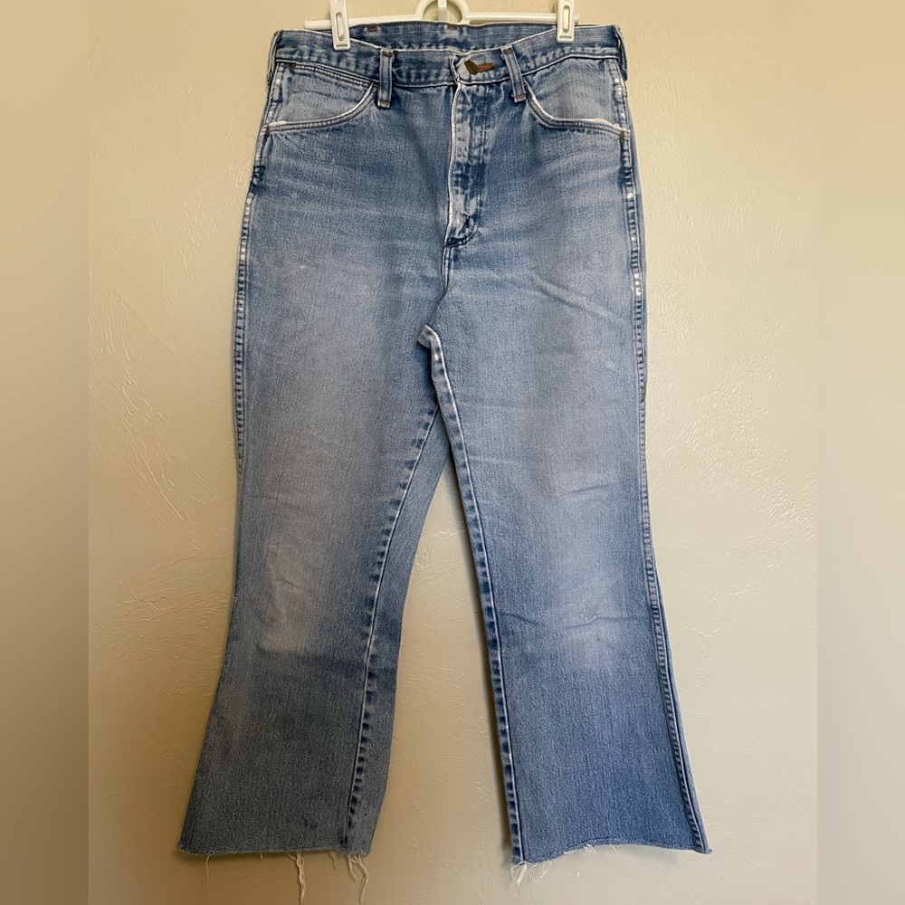 Vintage Wrangler Classic Blue Denim Bootcut Cropped Jeans